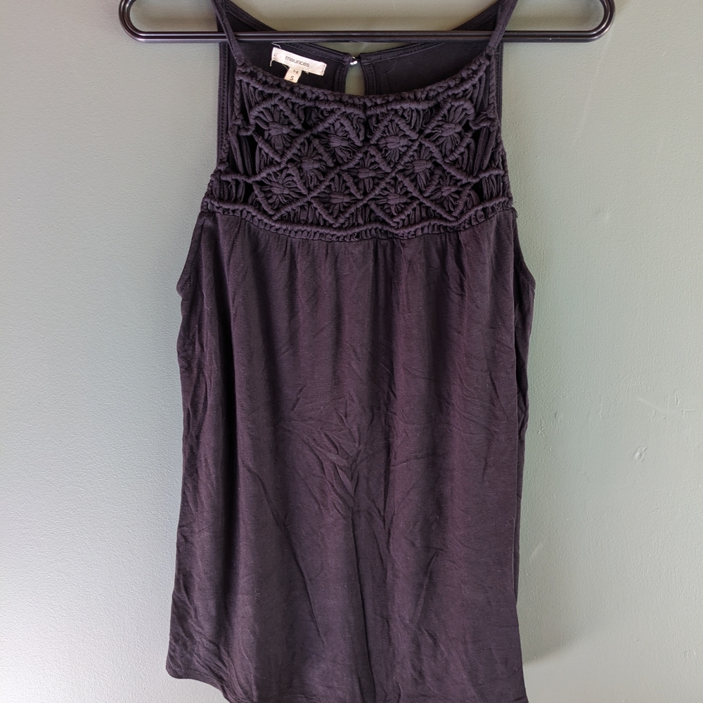 Maurices Black Crochet Detail Tank Top